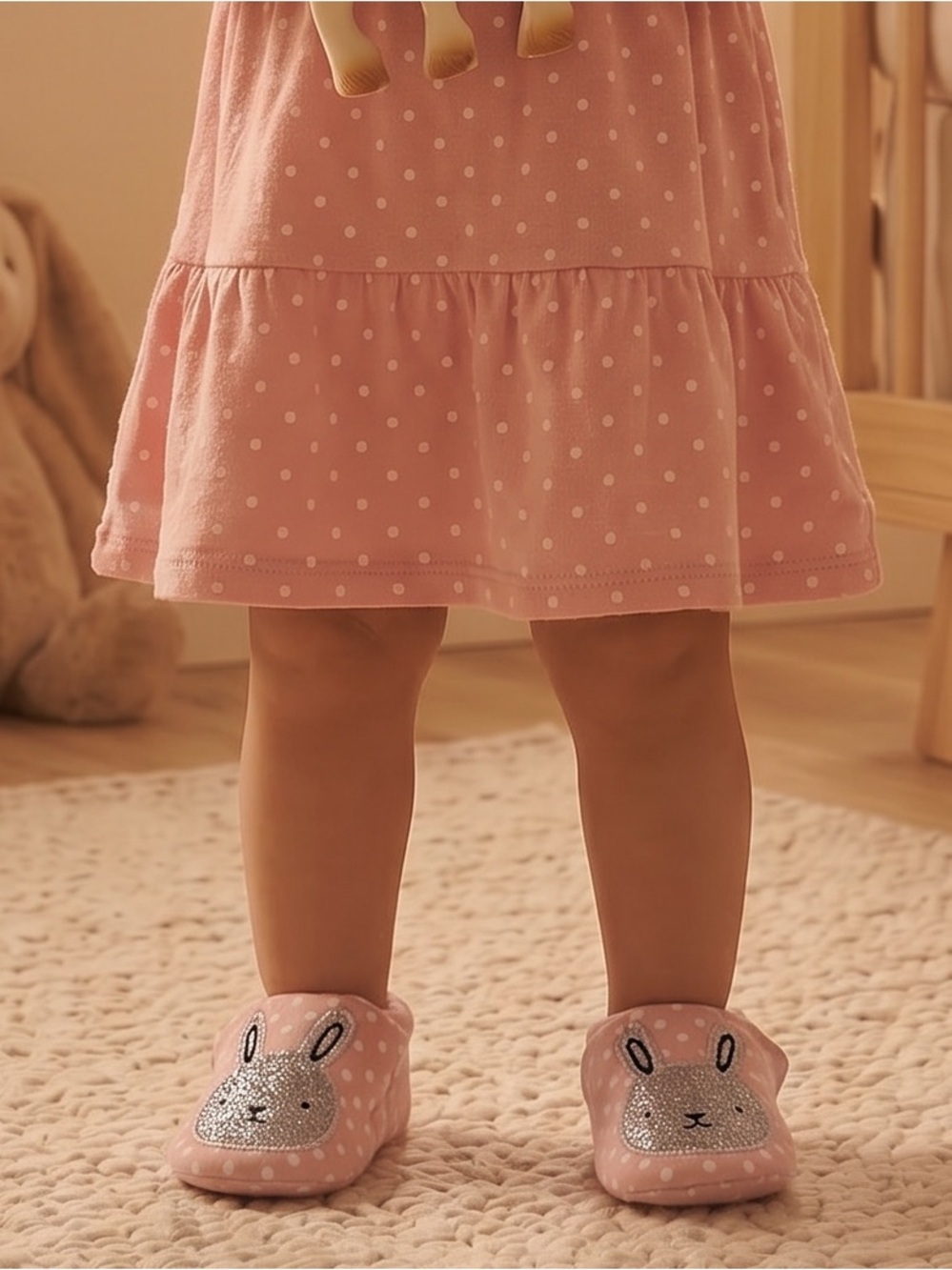 Joe Fresh Pink Polka Dot Bunny Slippers
